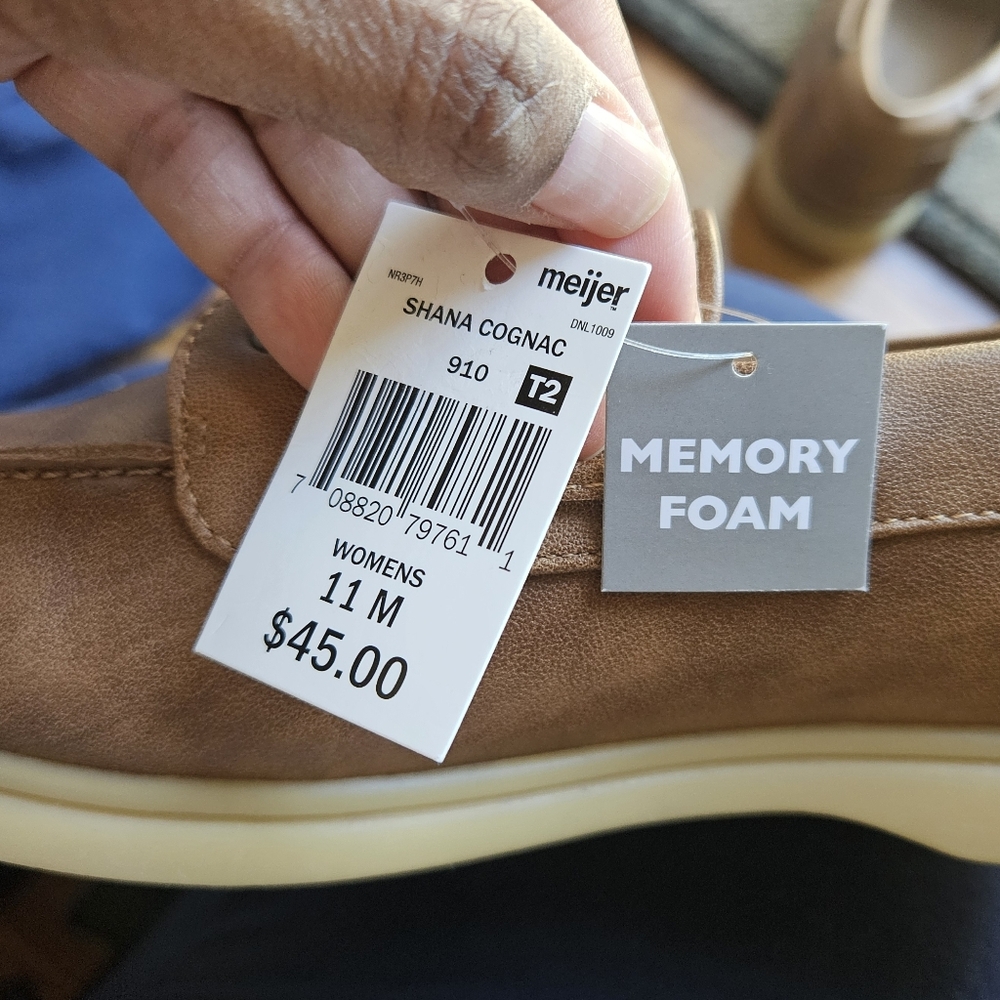 Falls Creek Faux Leather Shana Cognac Tan Boat Shoes Size 11 Casual Preppy - Picture 8 of 8